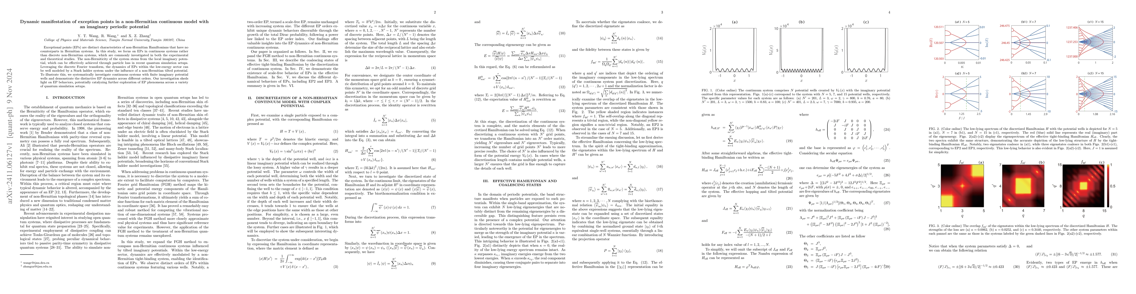 Thumbnail for Dynamic manifestation of exception points in a non-Hermitian continuous
  model with an imaginary periodic potential
