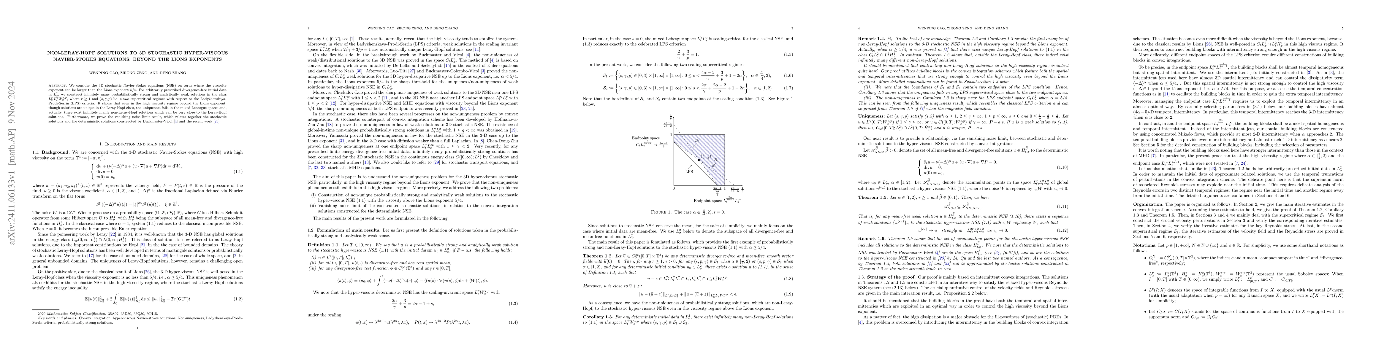 Thumbnail for Non-Leray-Hopf solutions to 3D stochastic hyper-viscous Navier-stokes
  equations: beyond the Lions exponents