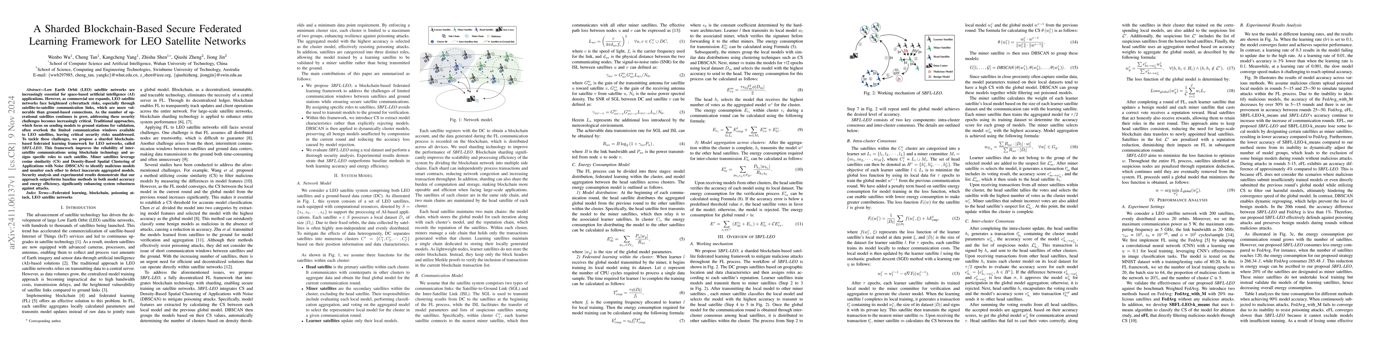 Thumbnail for A Sharded Blockchain-Based Secure Federated Learning Framework for LEO
  Satellite Networks