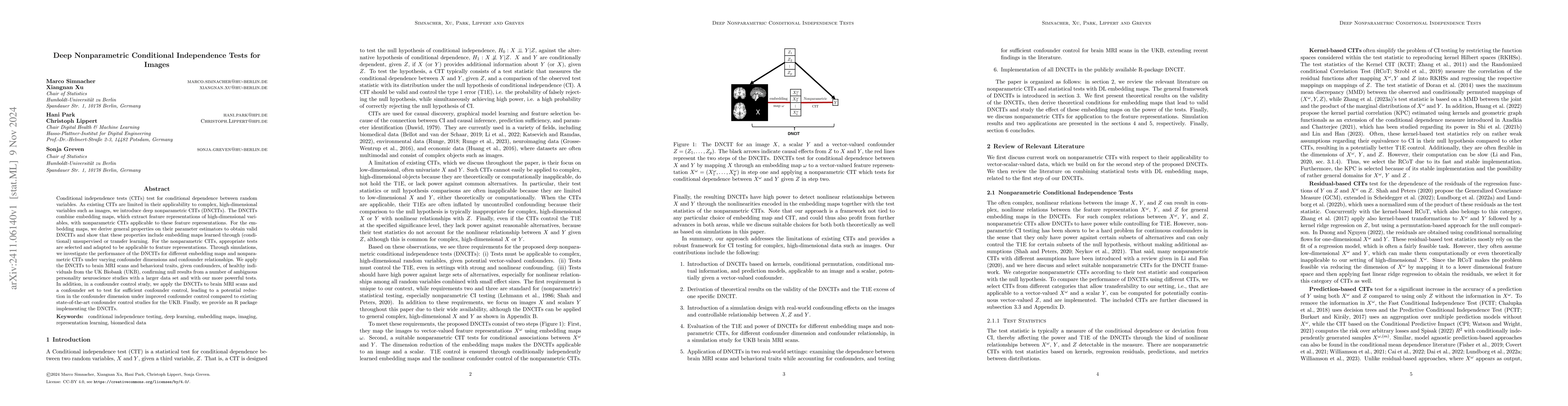 Thumbnail for Deep Nonparametric Conditional Independence Tests for Images