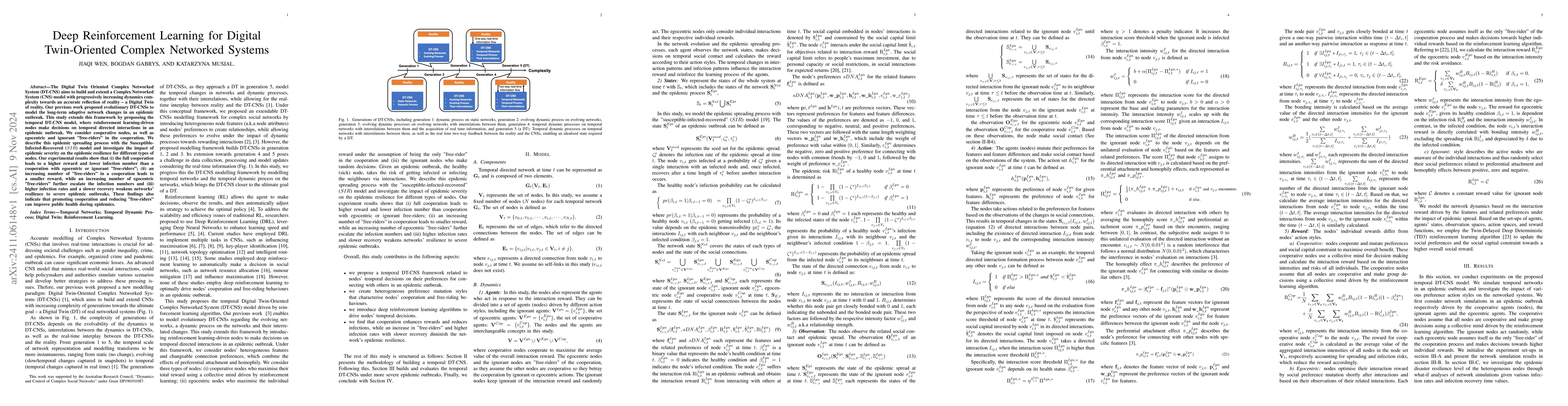 Thumbnail for Deep Reinforcement Learning for Digital Twin-Oriented Complex Networked
  Systems