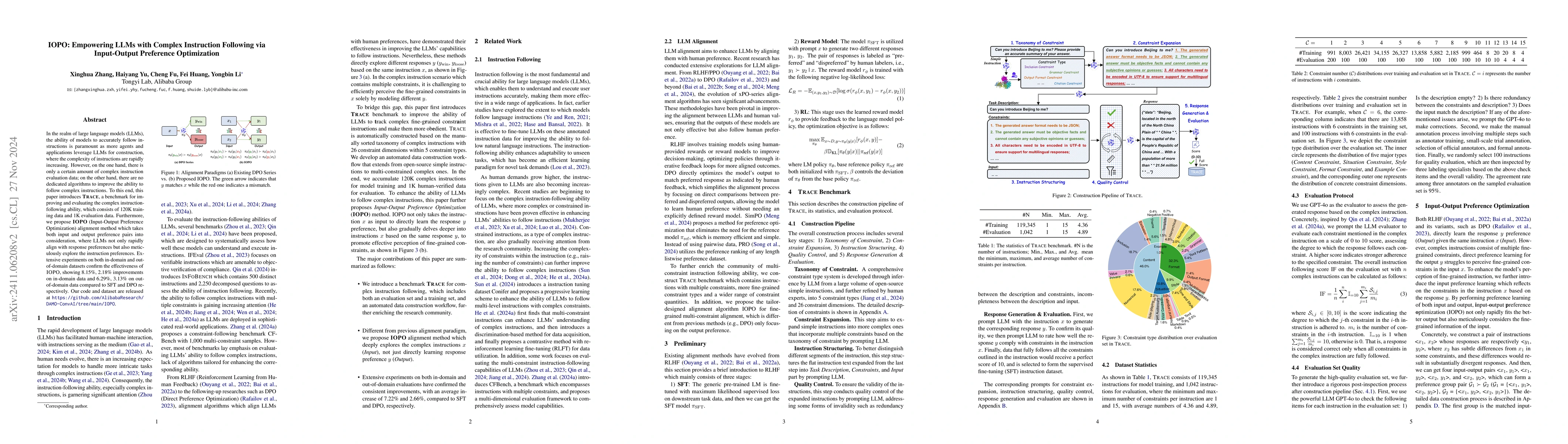 Thumbnail for IOPO: Empowering LLMs with Complex Instruction Following via
  Input-Output Preference Optimization