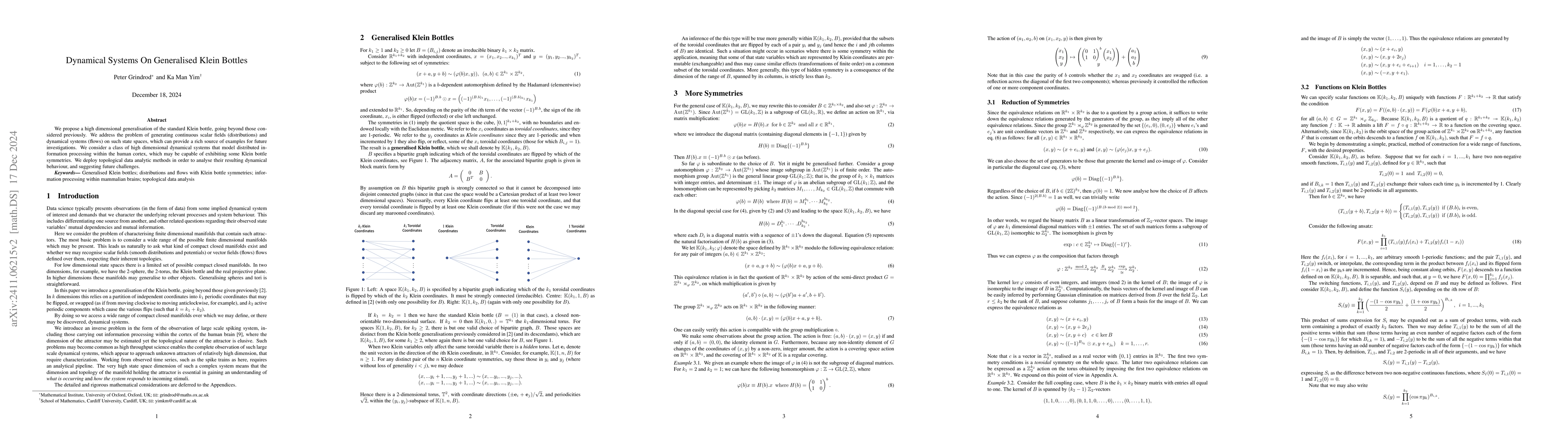 Thumbnail for Dynamical Systems On Generalised Klein Bottles