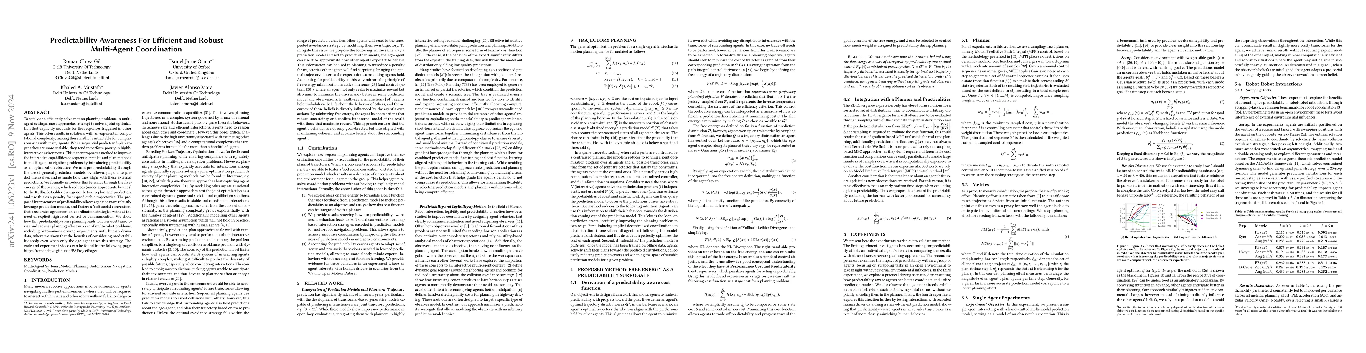 Thumbnail for Predictability Awareness for Efficient and Robust Multi-Agent
  Coordination
