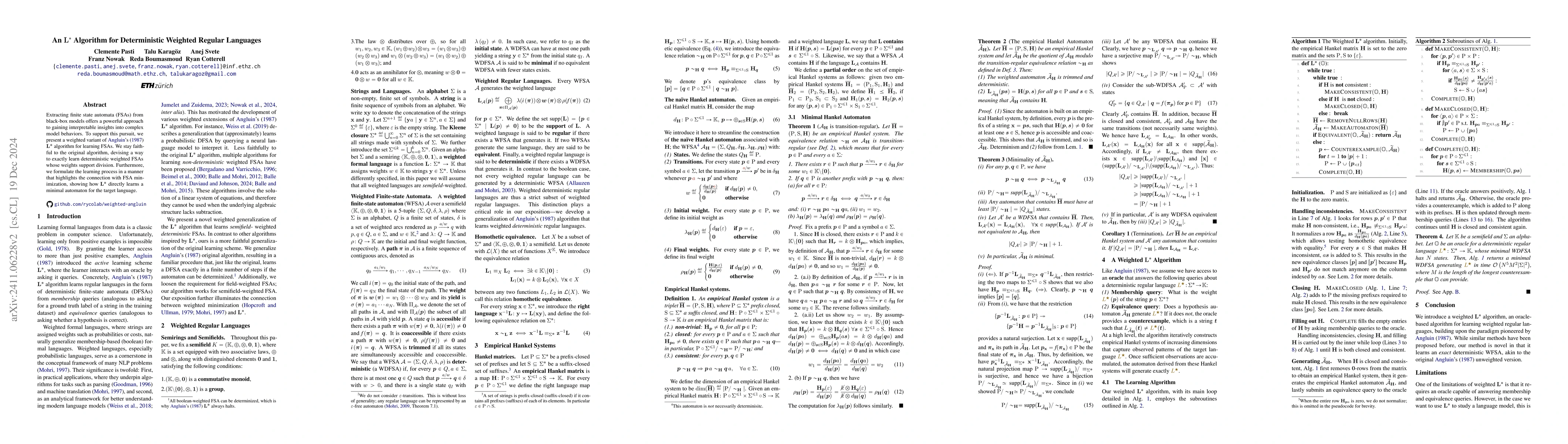 Thumbnail for An $\mathbf{L^*}$ Algorithm for Deterministic Weighted Regular Languages