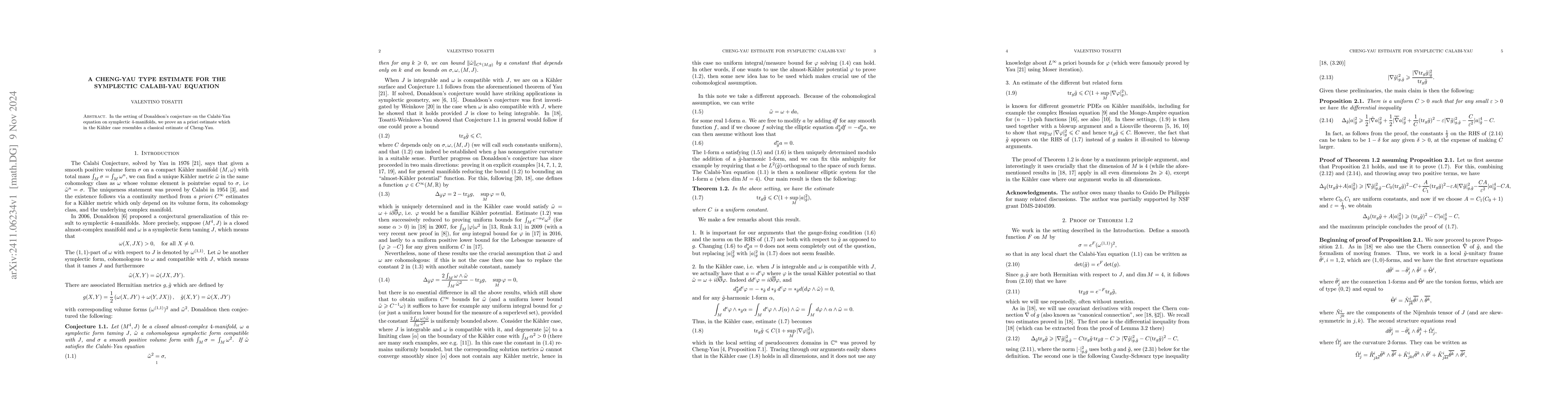 Thumbnail for A Cheng-Yau type estimate for the symplectic Calabi-Yau equation