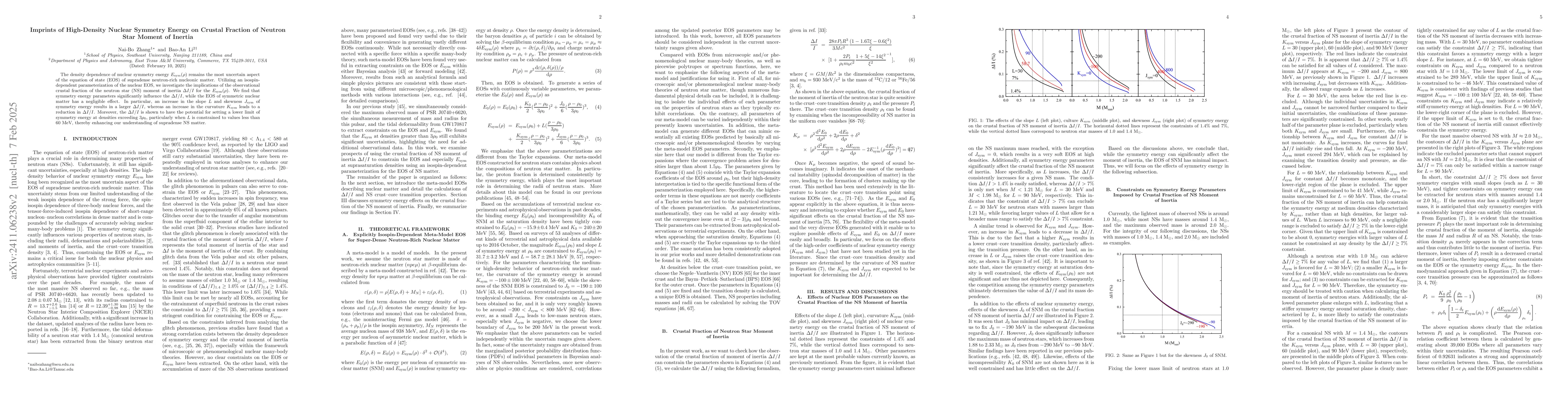 Thumbnail for Imprints of high-density nuclear symmetry energy on the crustal fraction
  of neutron star moment of inertia