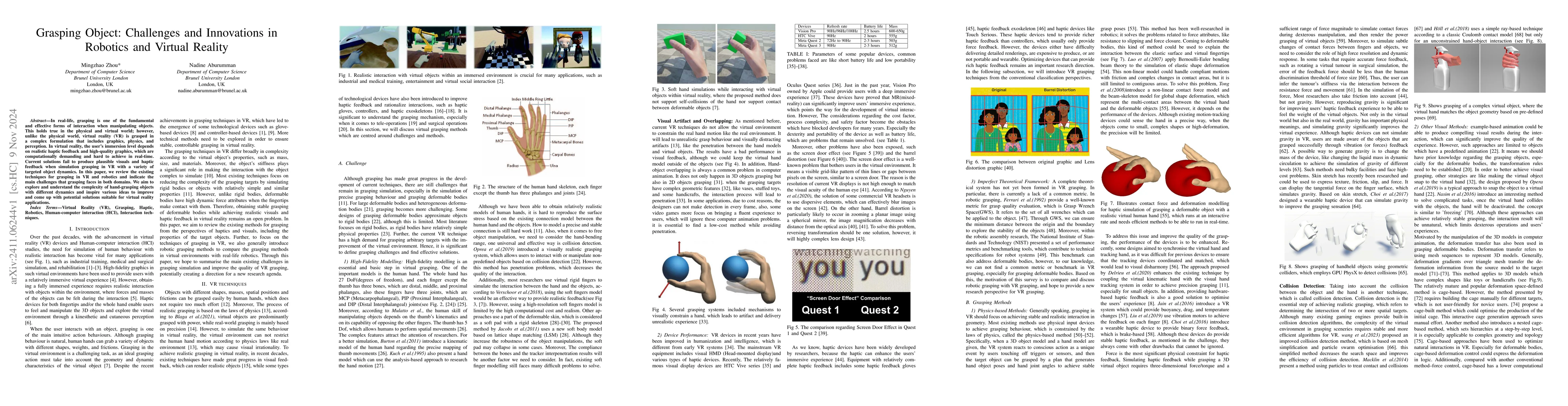 Thumbnail for Grasping Object: Challenges and Innovations in Robotics and Virtual
  Reality