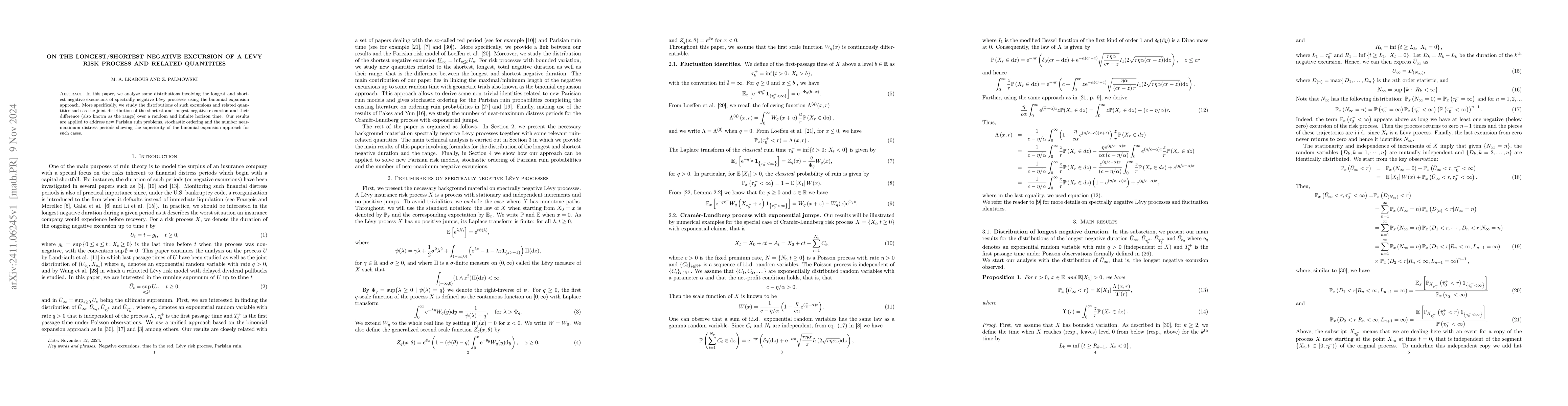Thumbnail for On the longest/shortest negative excursion of a Lévy risk process and
  related quantities