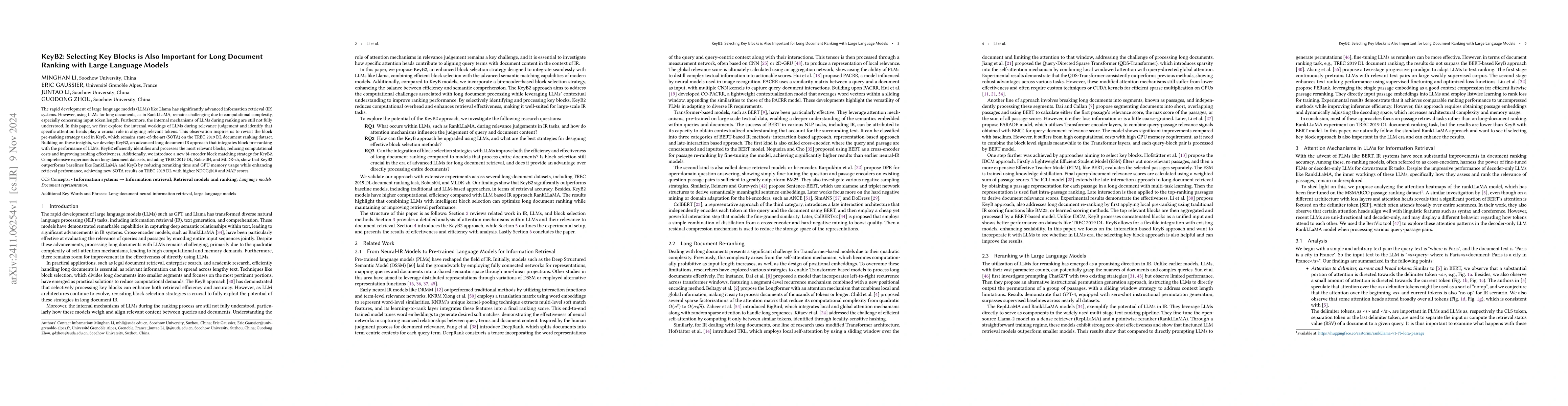 Thumbnail for KeyB2: Selecting Key Blocks is Also Important for Long Document Ranking
  with Large Language Models