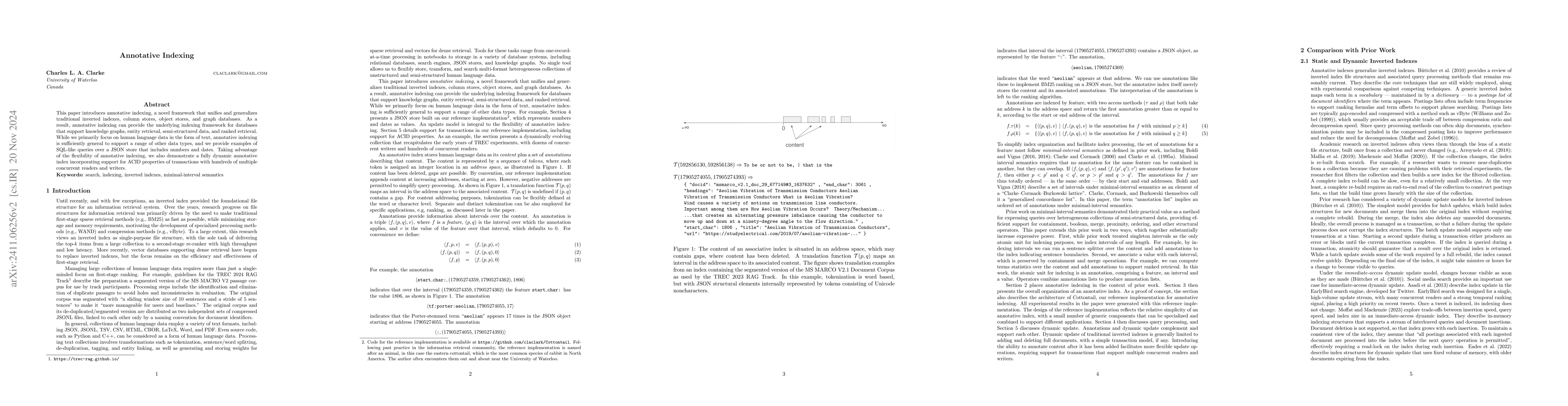 Thumbnail for Annotative Indexing