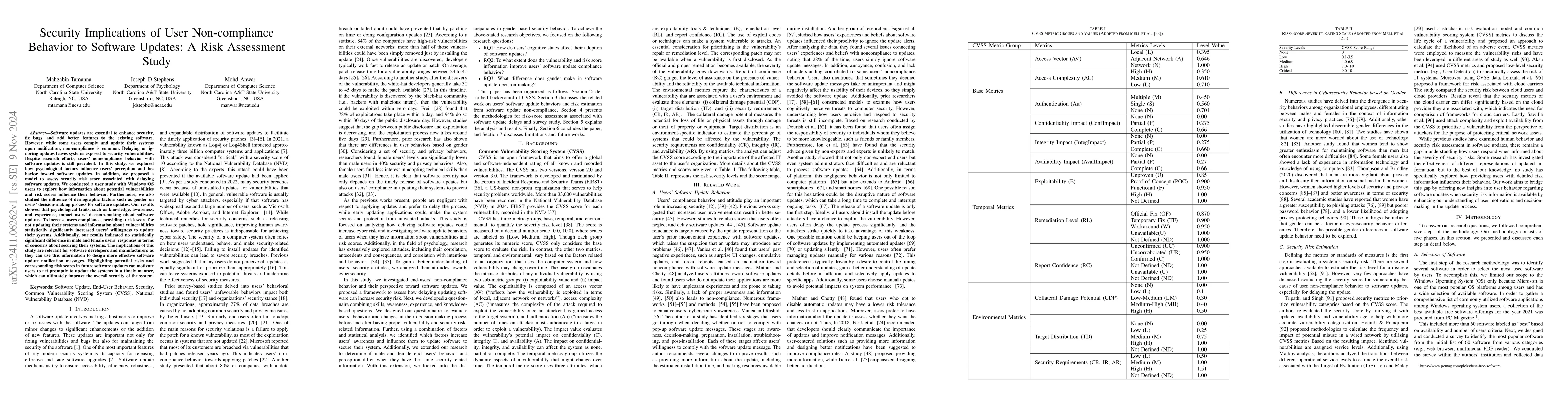 Thumbnail for Security Implications of User Non-compliance Behavior to Software
  Updates: A Risk Assessment Study
