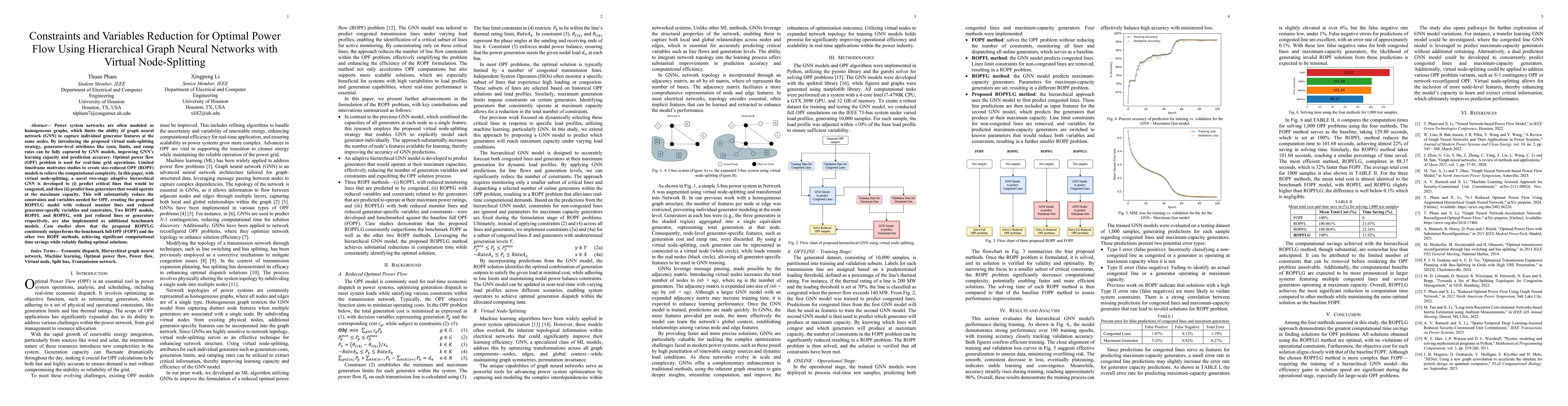 Thumbnail for Constraints and Variables Reduction for Optimal Power Flow Using
  Hierarchical Graph Neural Networks with Virtual Node-Splitting