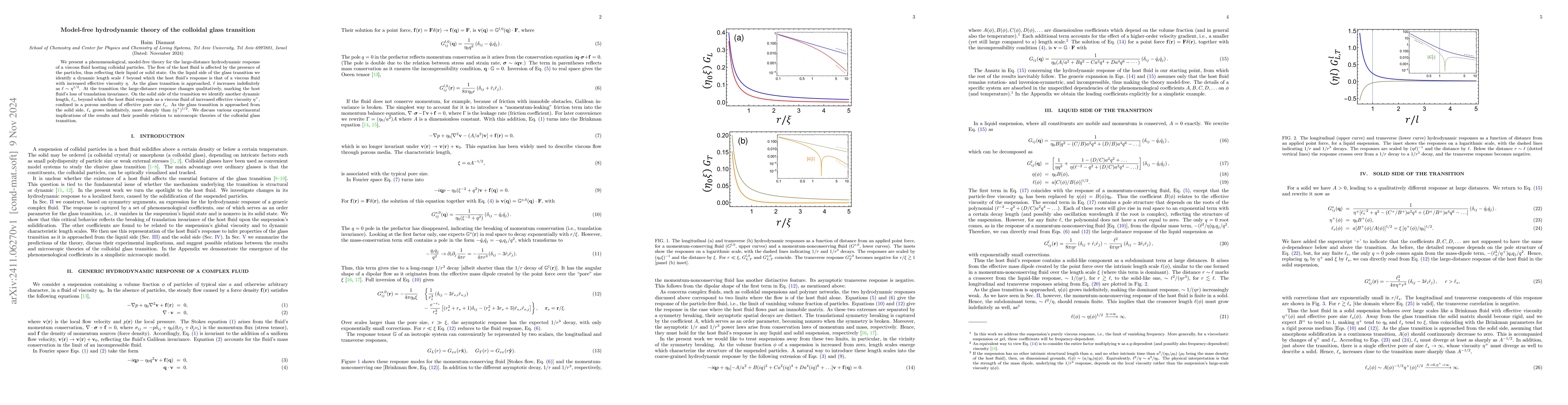 Thumbnail for Model-free hydrodynamic theory of the colloidal glass transition