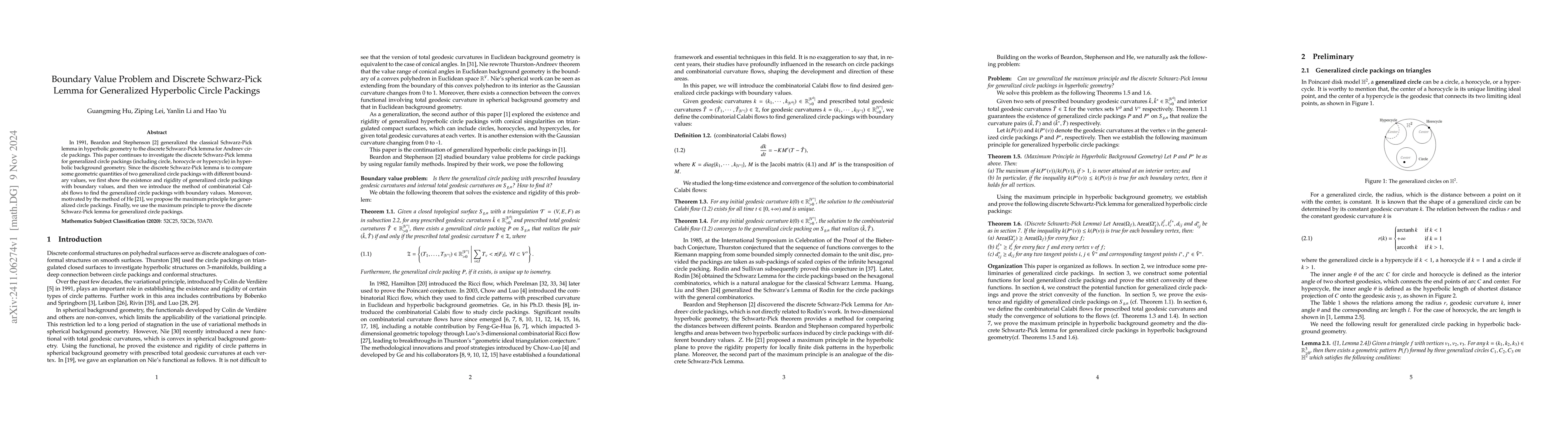Thumbnail for Boundary Value Problem and Discrete Schwarz-Pick Lemma for Generalized
  Hyperbolic Circle Packings