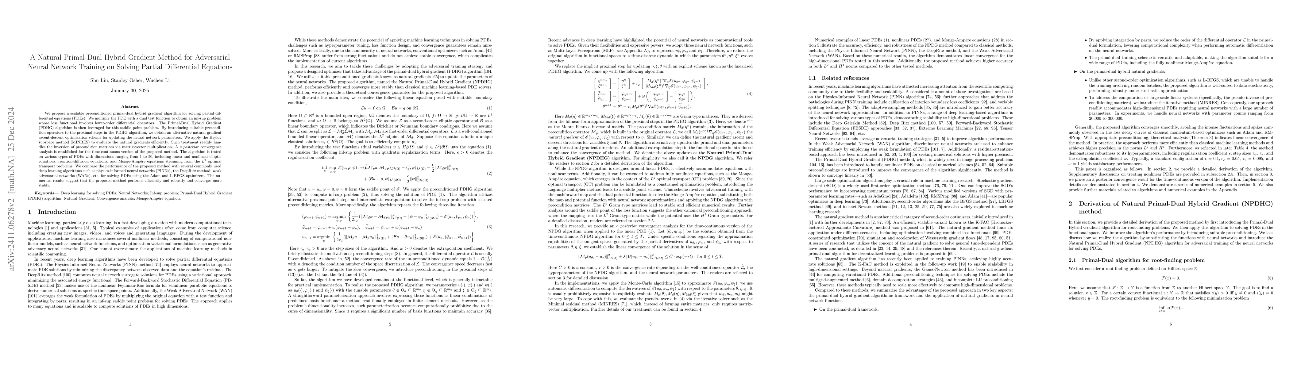 Thumbnail for A Natural Primal-Dual Hybrid Gradient Method for Adversarial Neural
  Network Training on Solving Partial Differential Equations