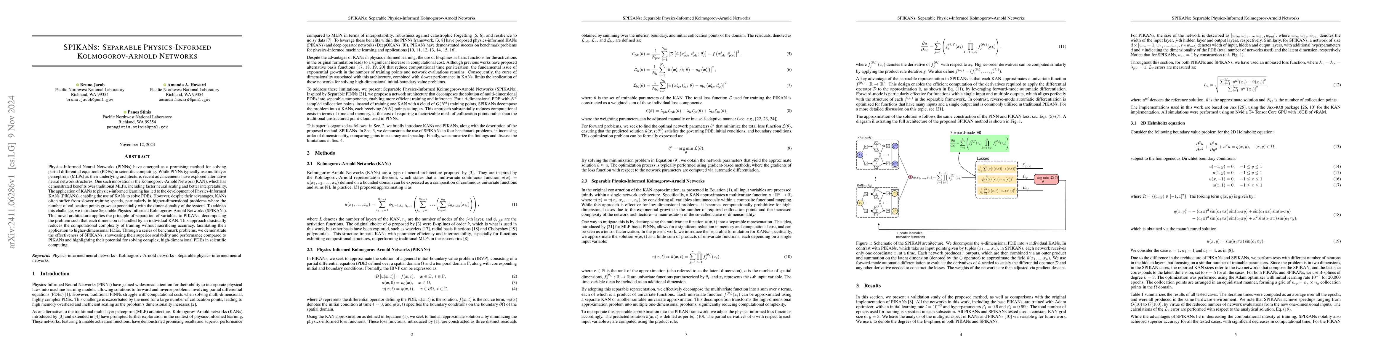 Thumbnail for SPIKANs: Separable Physics-Informed Kolmogorov-Arnold Networks