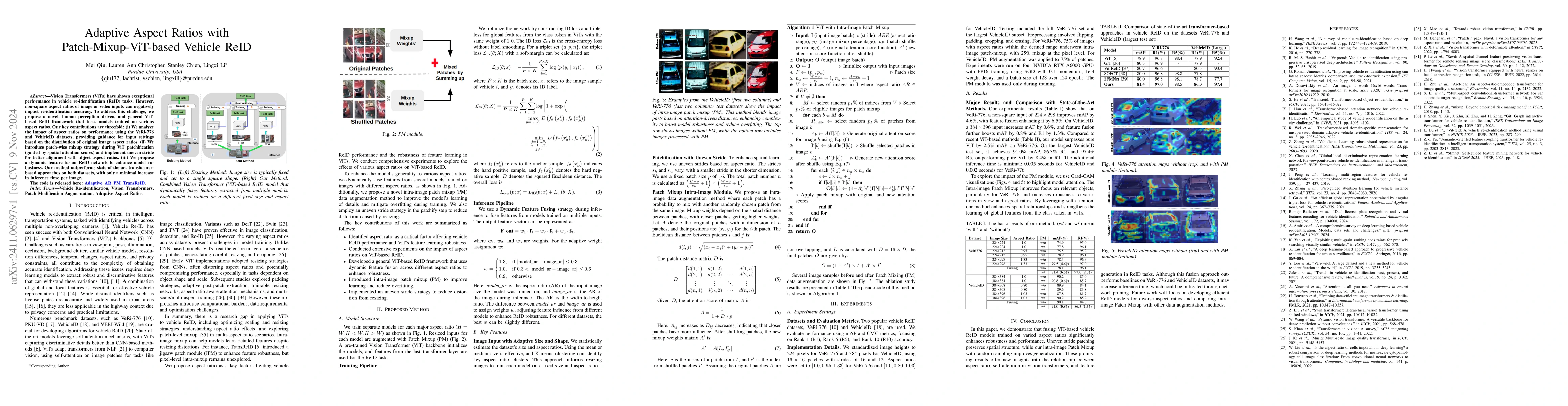Thumbnail for Adaptive Aspect Ratios with Patch-Mixup-ViT-based Vehicle ReID