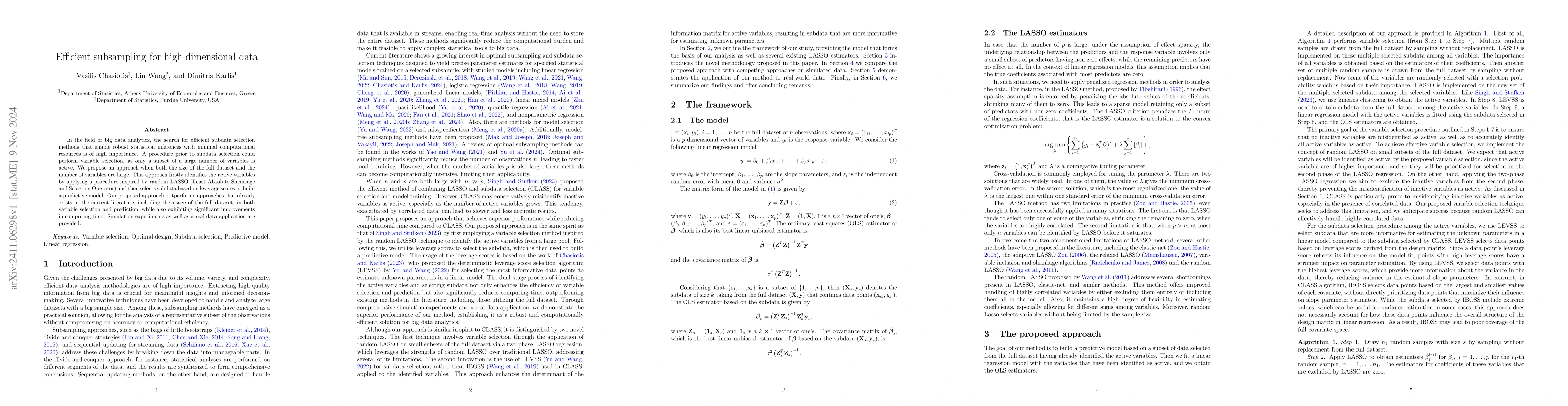 Thumbnail for Efficient subsampling for high-dimensional data