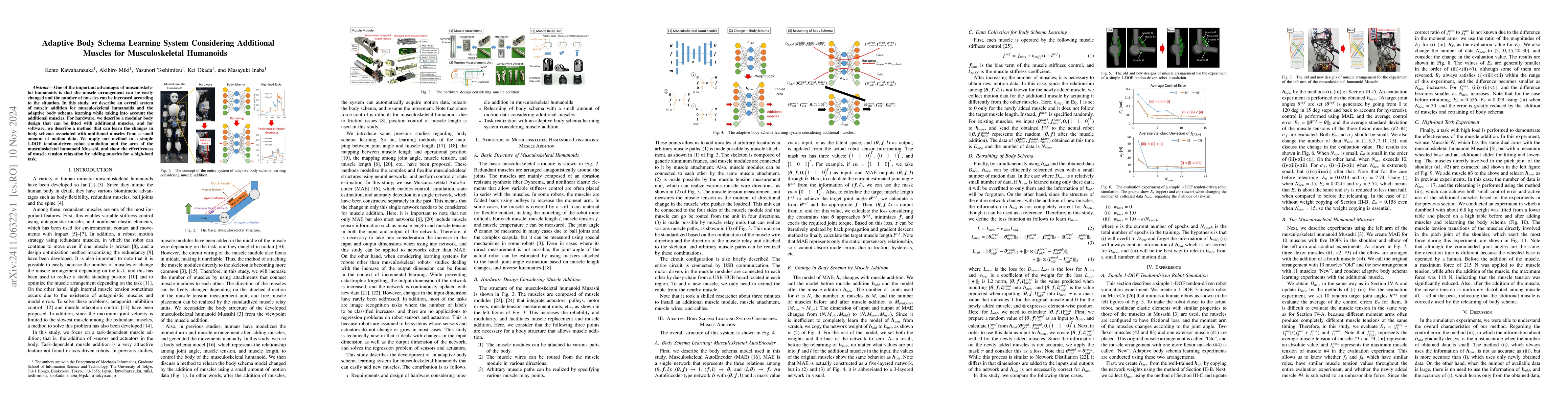 Thumbnail for Adaptive Body Schema Learning System Considering Additional Muscles for
  Musculoskeletal Humanoids