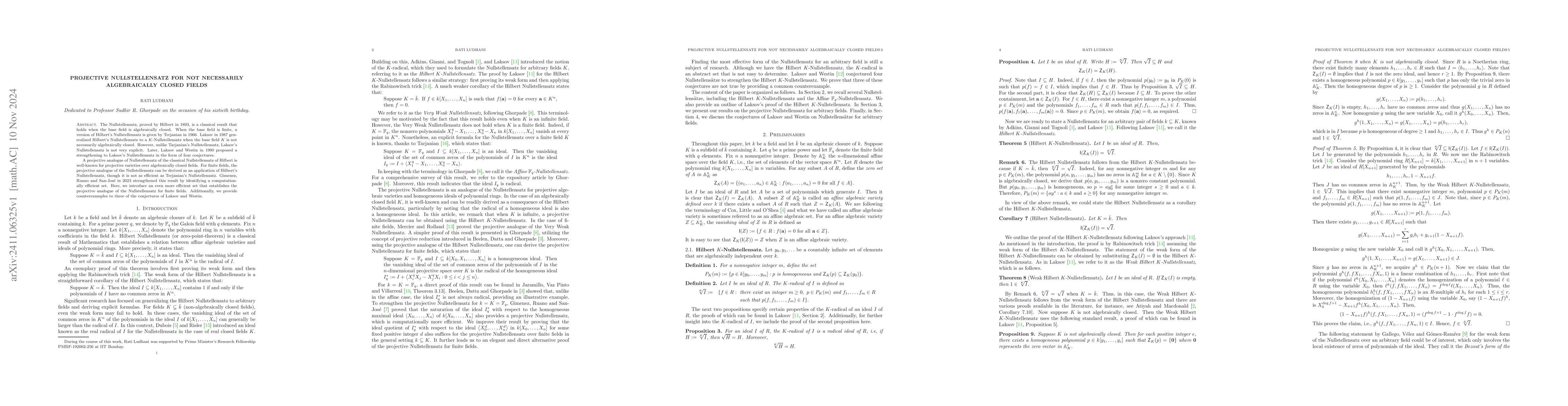 Thumbnail for Projective Nullstellensatz for not necessarily algebraically closed
  fields