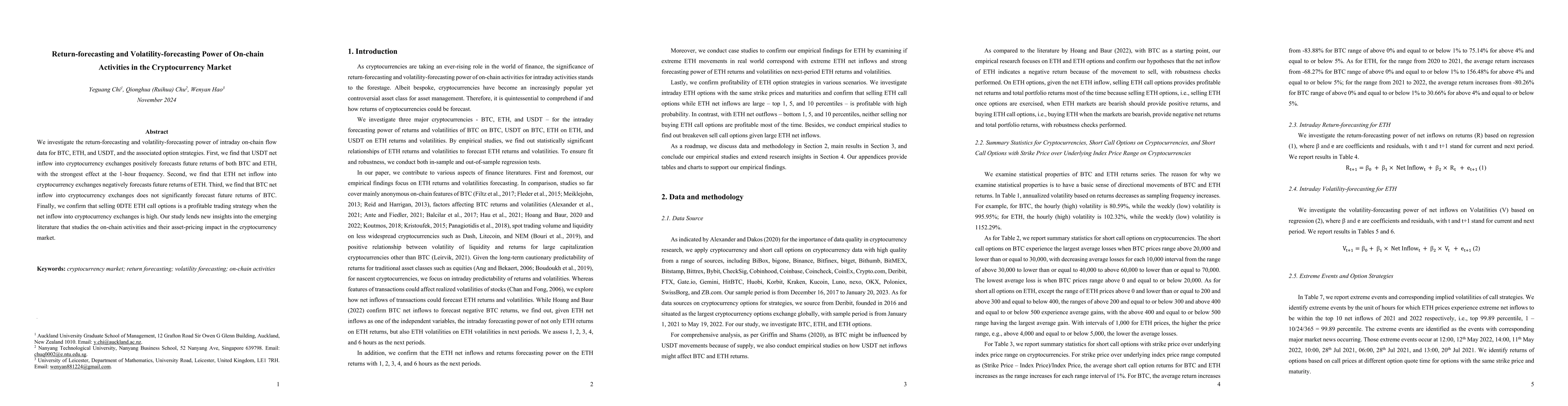 Thumbnail for Return-forecasting and Volatility-forecasting Power of On-chain
  Activities in the Cryptocurrency Market