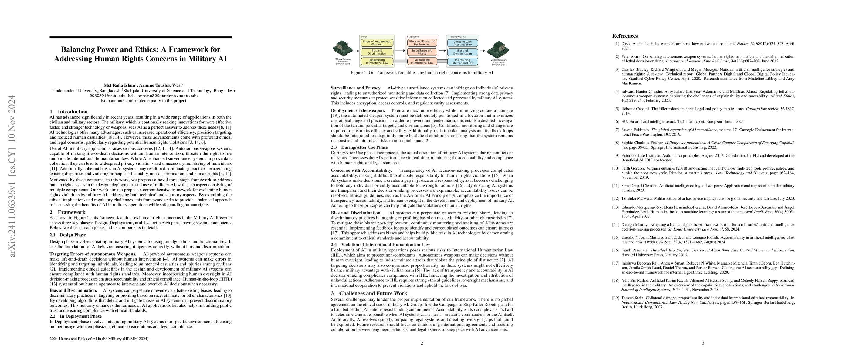 Thumbnail for Balancing Power and Ethics: A Framework for Addressing Human Rights
  Concerns in Military AI