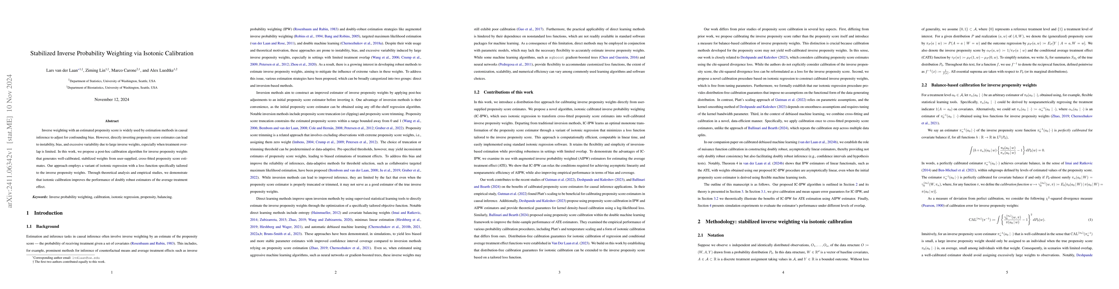 Thumbnail for Stabilized Inverse Probability Weighting via Isotonic Calibration
