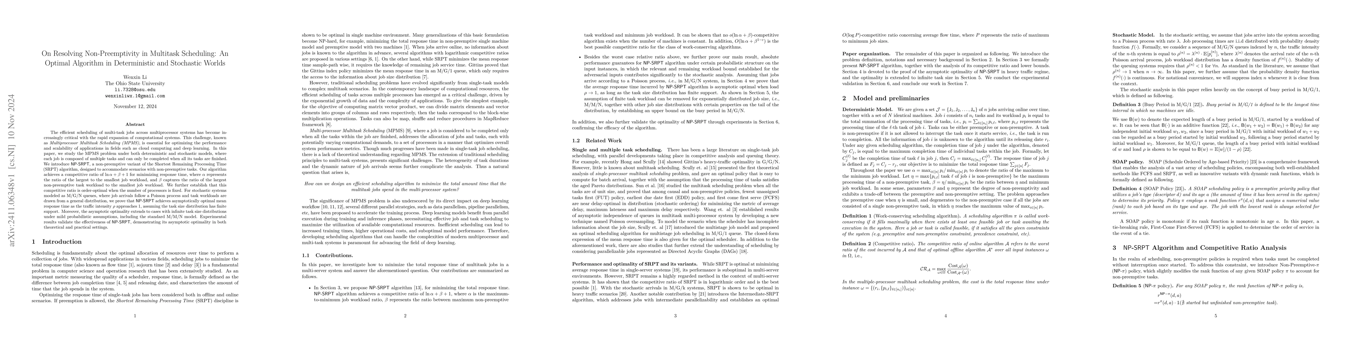 Thumbnail for On Resolving Non-Preemptivity in Multitask Scheduling: An Optimal
  Algorithm in Deterministic and Stochastic Worlds