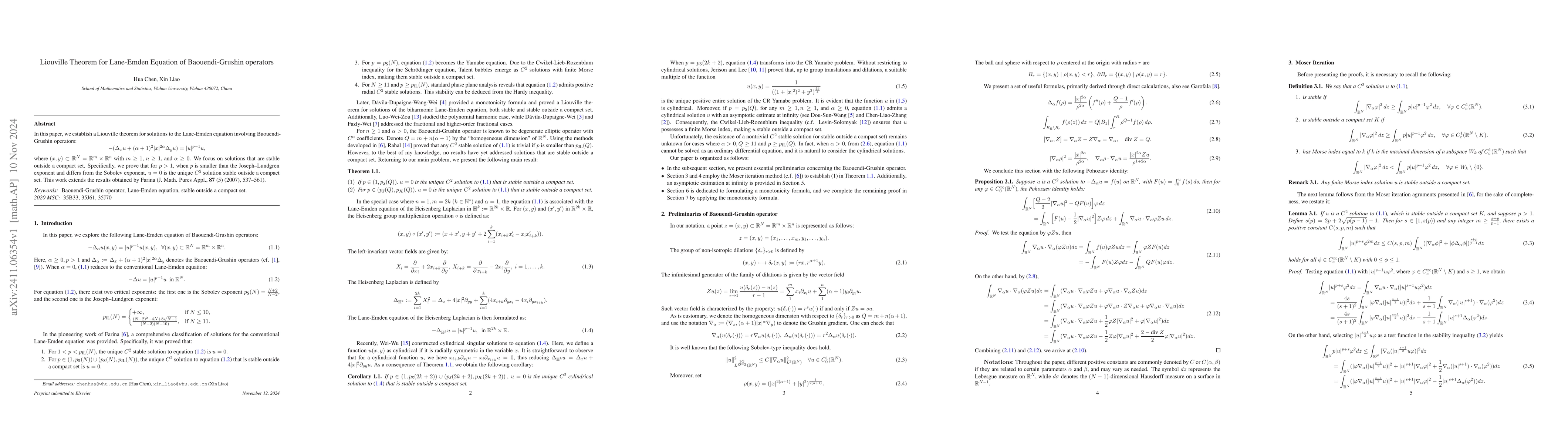 Thumbnail for Liouville Theorem for Lane Emden Equation of Baouendi Grushin operators
