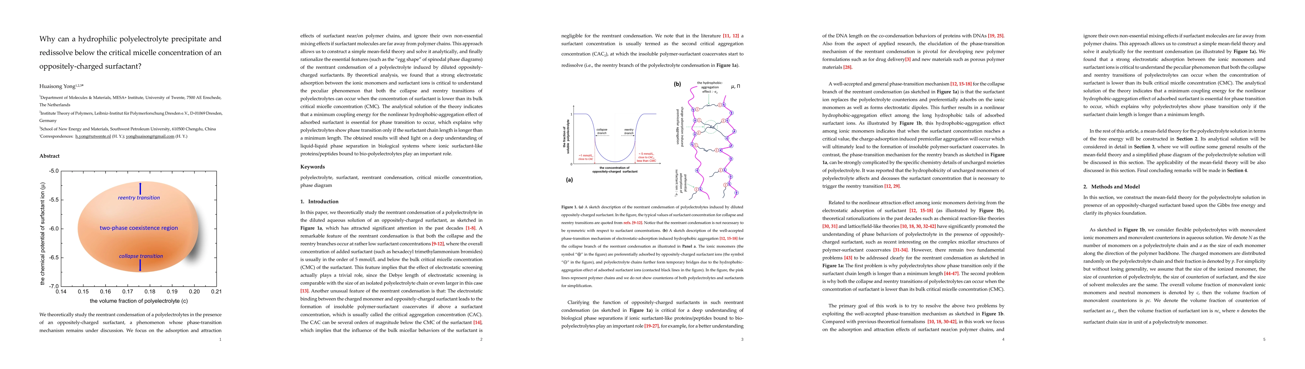 Thumbnail for Why can a hydrophilic polyelectrolyte precipitate and redissolve below
  the critical micelle concentration of an oppositely-charged surfactant ?