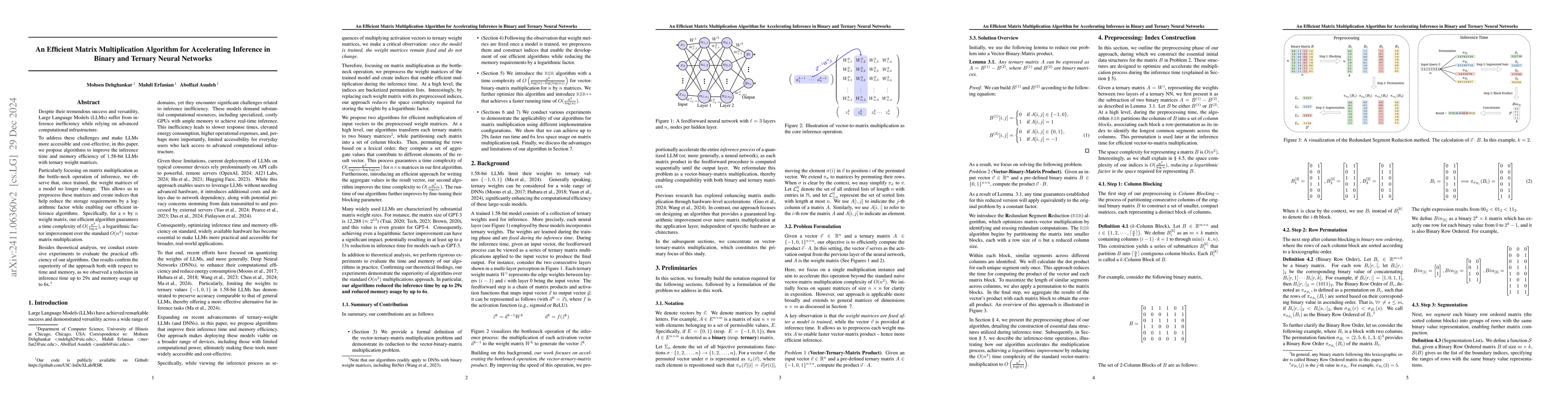 Thumbnail for Optimized Inference for 1.58-bit LLMs: A Time and Memory-Efficient
  Algorithm for Binary and Ternary Matrix Multiplication
