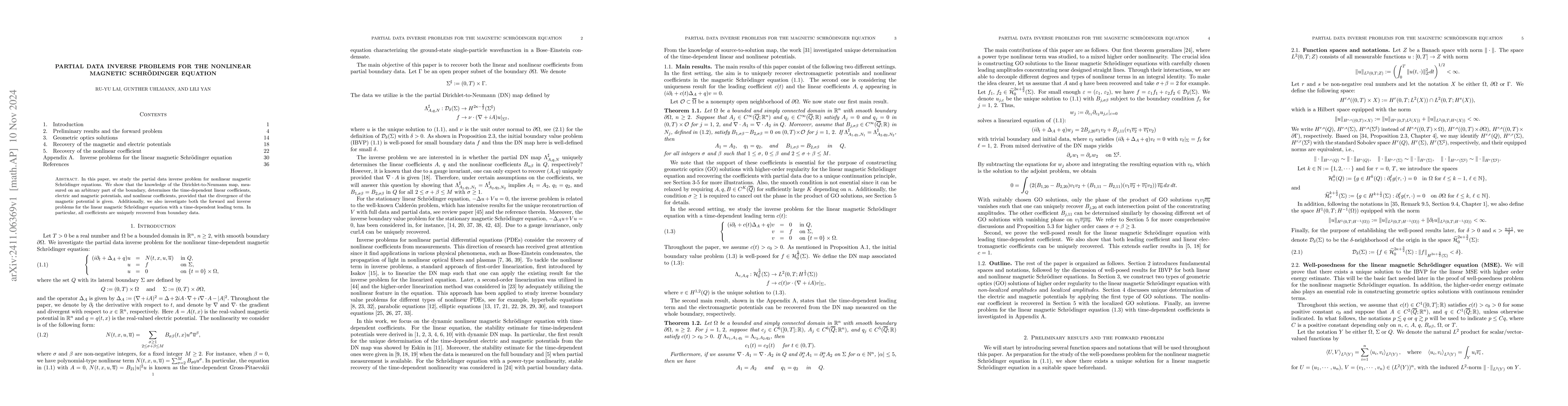 Thumbnail for Partial data inverse problems for the nonlinear magnetic Schrödinger
  equation