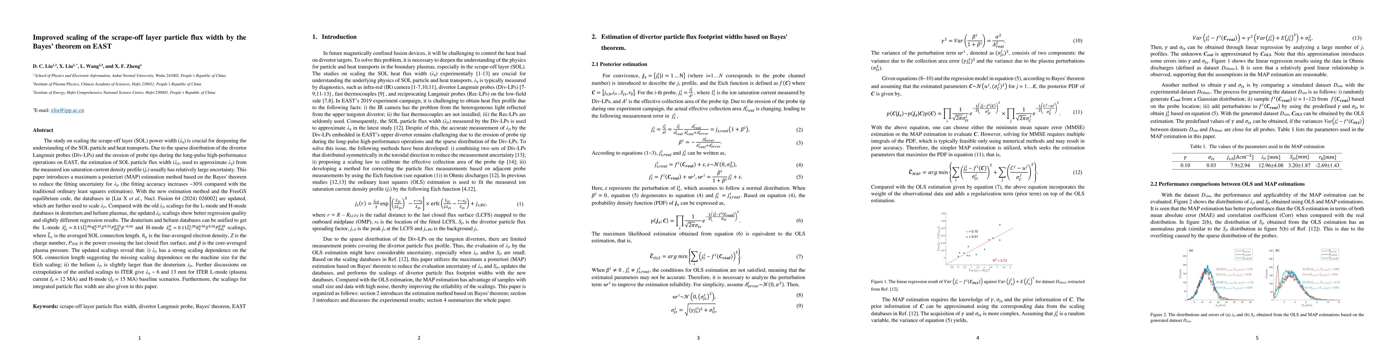Thumbnail for Improved scaling of the scrape-off layer particle flux width by the
  Bayes theorem on EAST