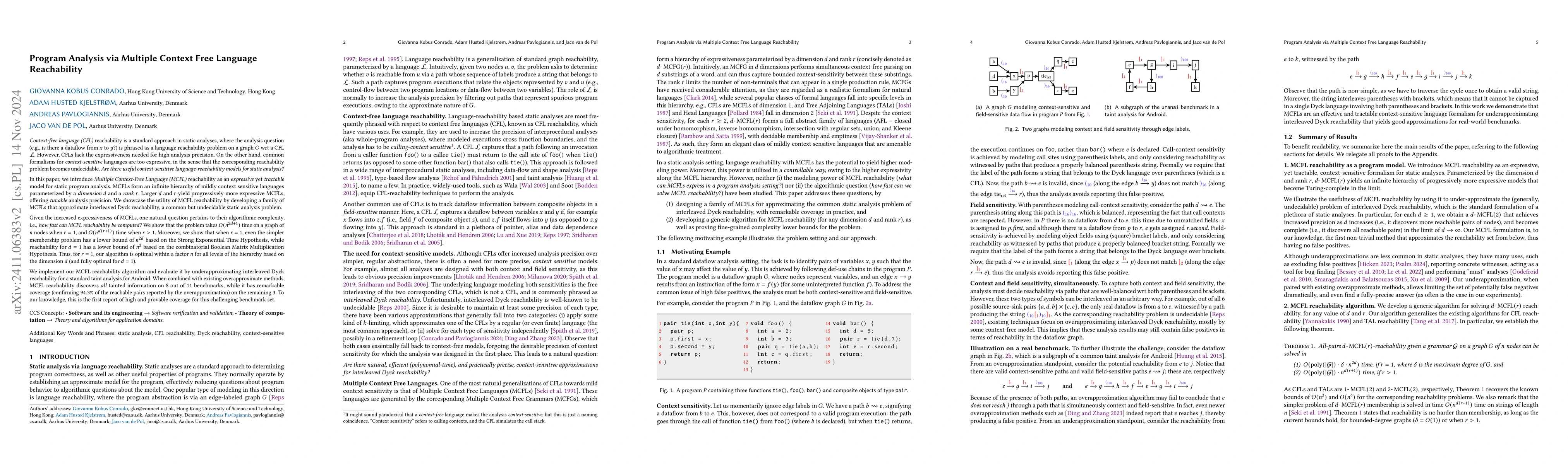 Thumbnail for Program Analysis via Multiple Context Free Language Reachability