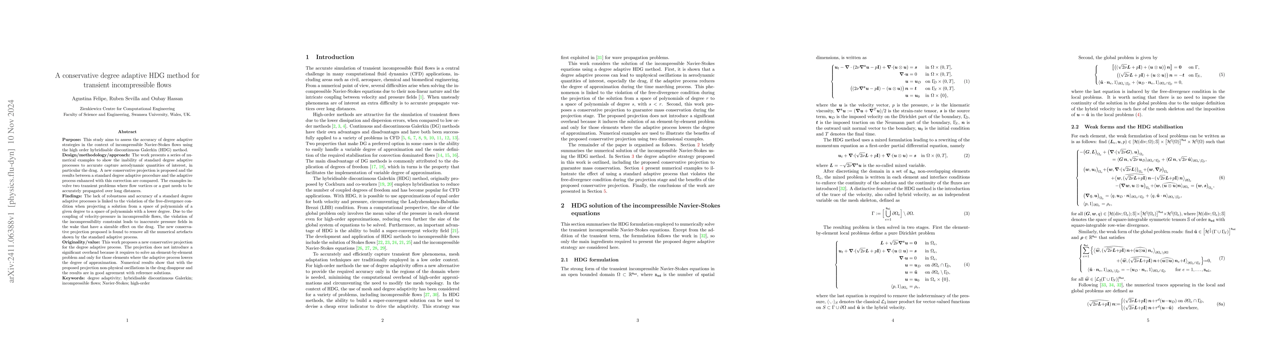 Thumbnail for A conservative degree adaptive HDG method for transient incompressible
  flows