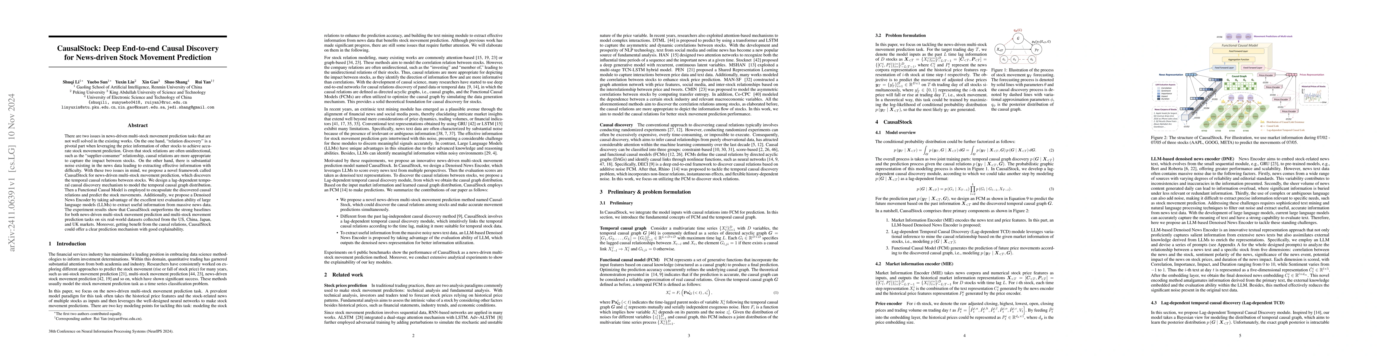 Thumbnail for CausalStock: Deep End-to-end Causal Discovery for News-driven Stock
  Movement Prediction