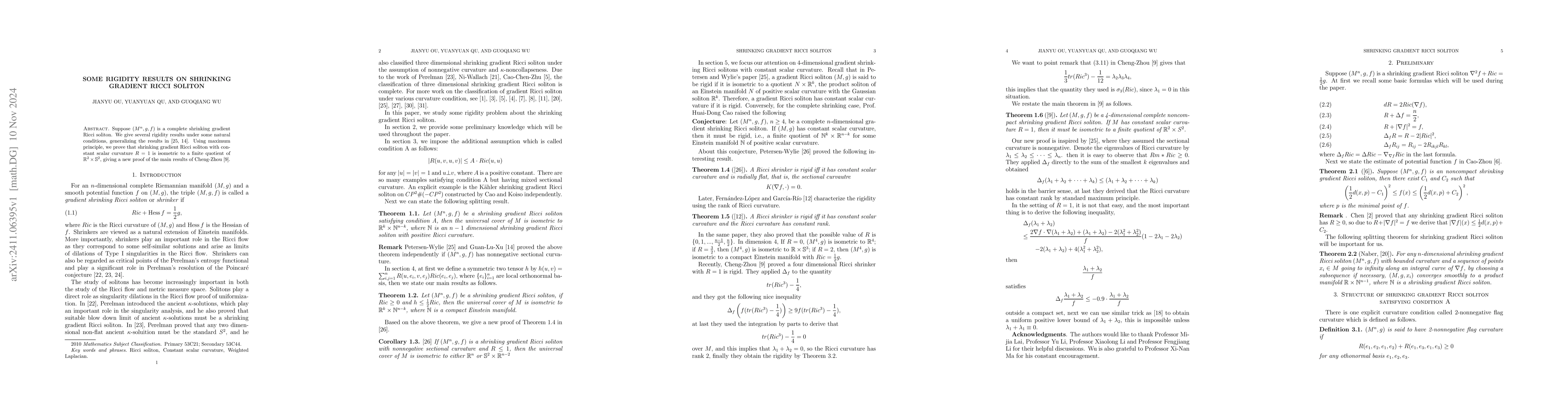 Thumbnail for Some rigidity results on shrinking gradient Ricci soliton