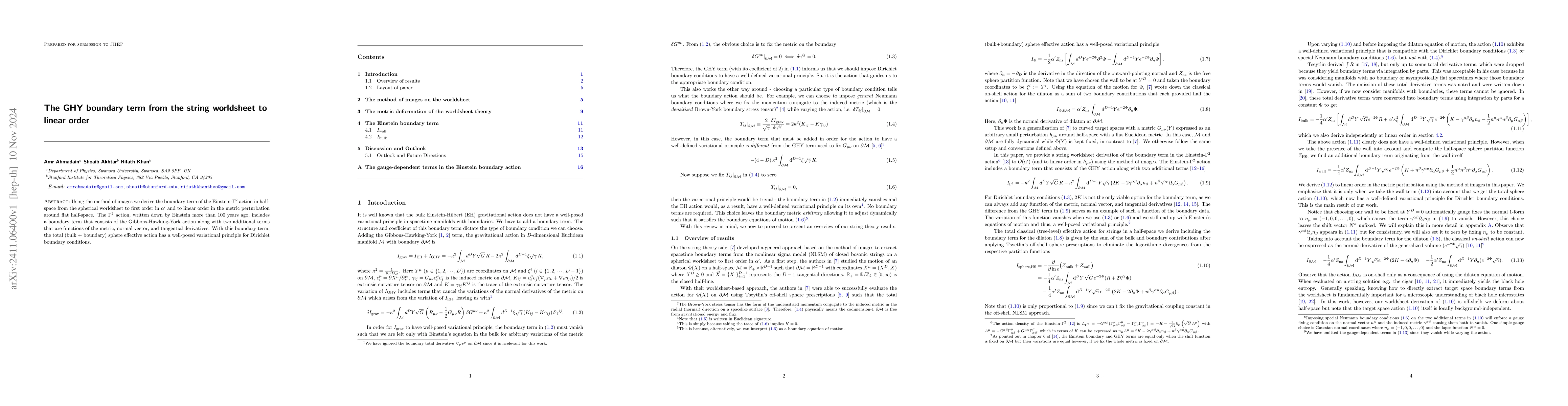 Thumbnail for The GHY boundary term from the string worldsheet to linear order