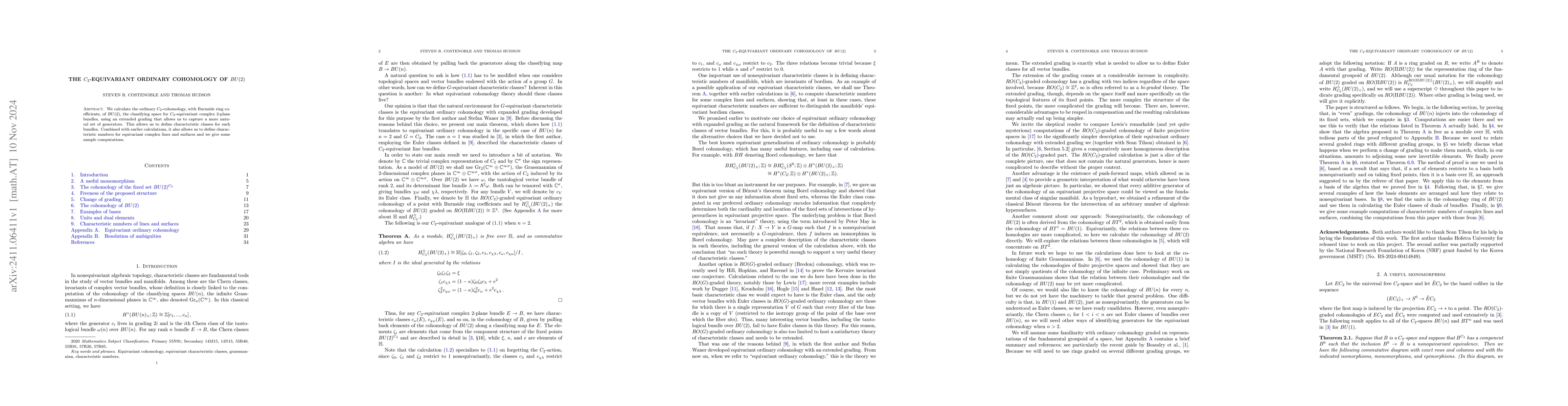 Thumbnail for The $C_2$-equivariant ordinary cohomology of $BU(2)$