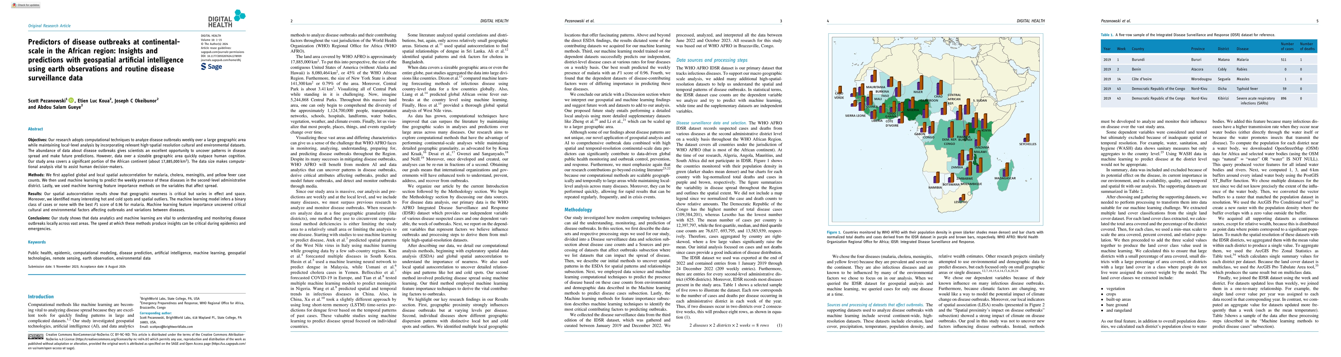 Thumbnail for Predictors of disease outbreaks at continentalscale in the African
  region: Insights and predictions with geospatial artificial intelligence
  using earth observations and routine disease surveillance data