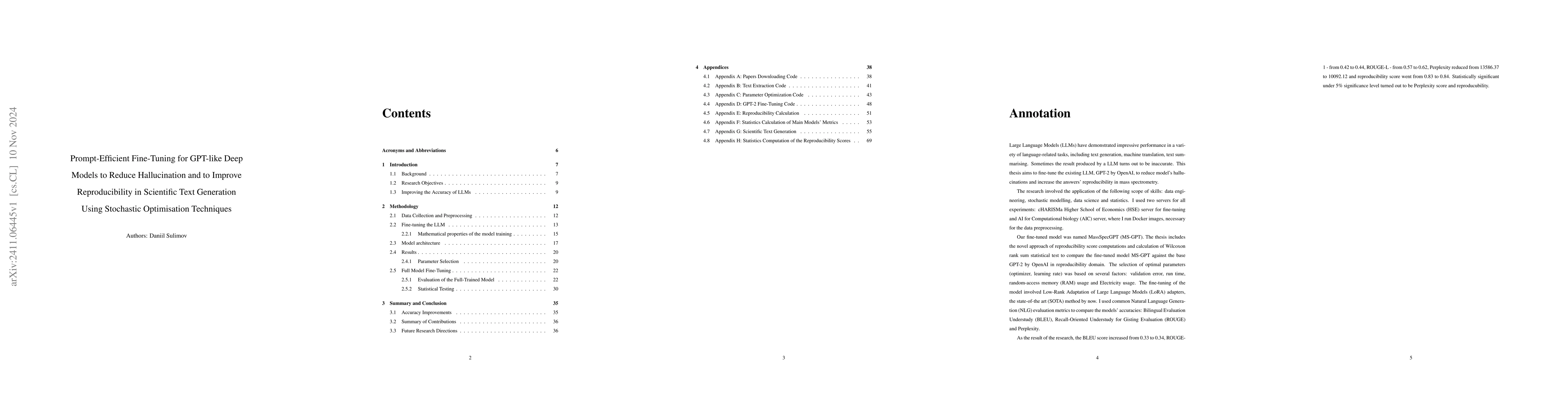 Thumbnail for Prompt-Efficient Fine-Tuning for GPT-like Deep Models to Reduce
  Hallucination and to Improve Reproducibility in Scientific Text Generation
  Using Stochastic Optimisation Techniques
