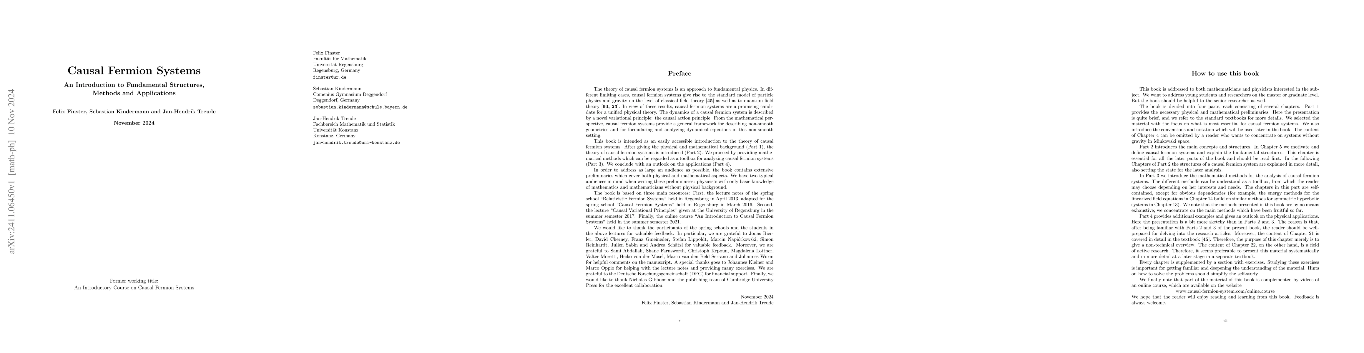 Thumbnail for Causal Fermion Systems: An Introduction to Fundamental Structures,
  Methods and Applications