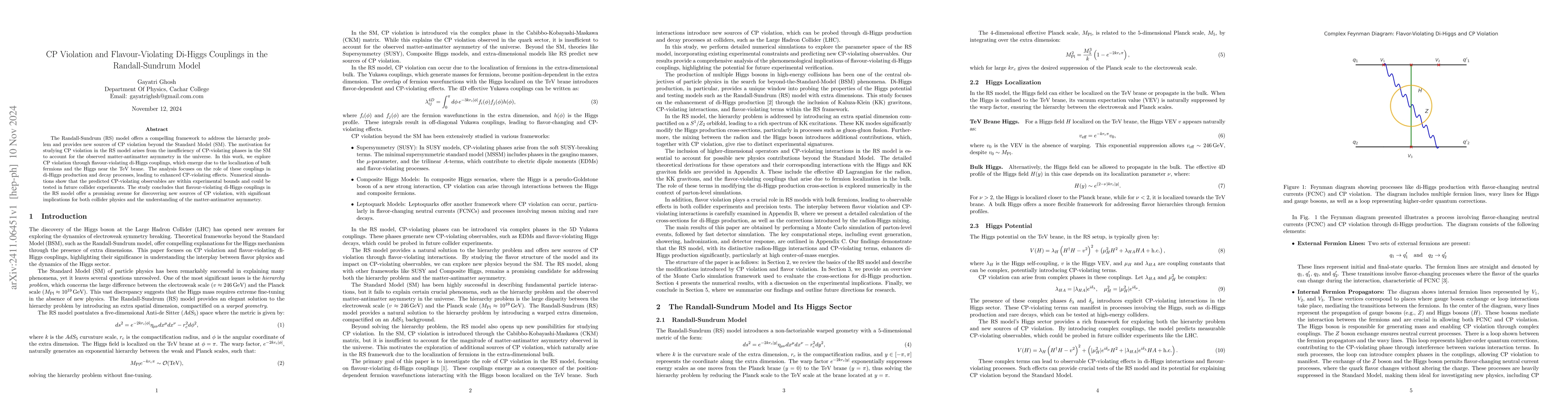 Thumbnail for CP Violation and Flavour-Violating Di-Higgs Couplings in the
  Randall-Sundrum Model