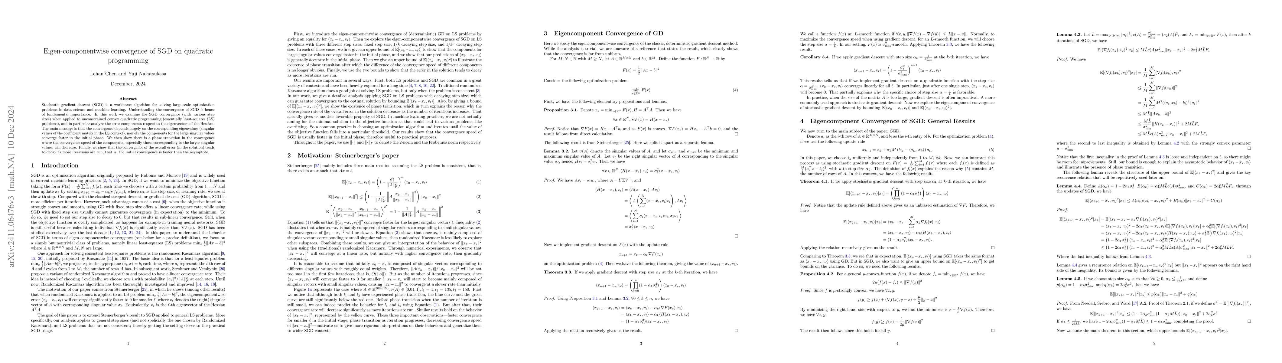 Thumbnail for Eigen-componentwise convergence of SGD on quadratic programming