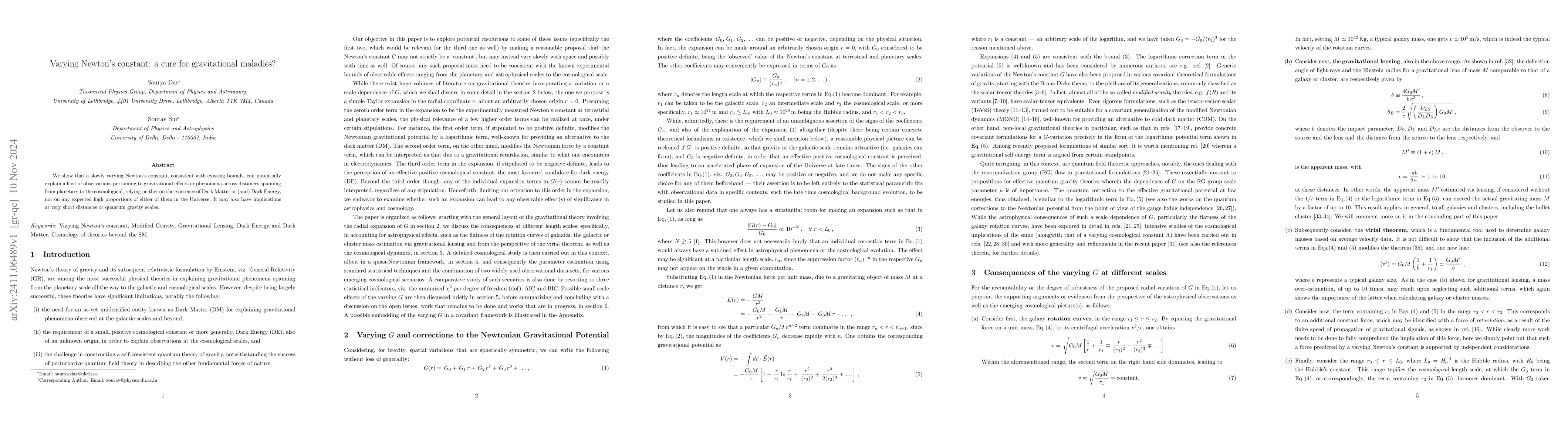 Thumbnail for Varying Newton's constant: a cure for gravitational maladies?