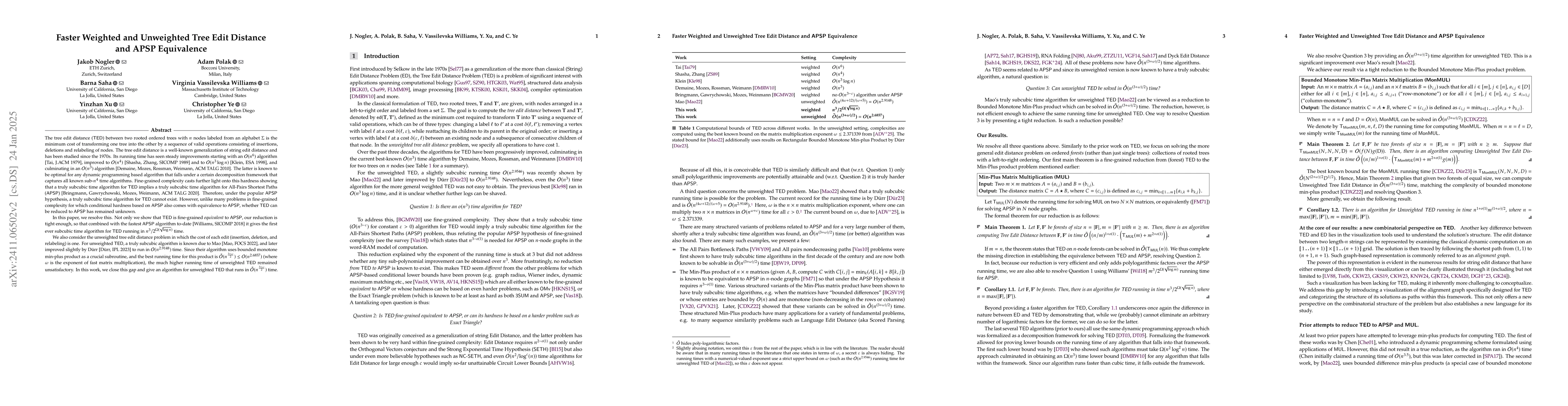Thumbnail for Faster Weighted and Unweighted Tree Edit Distance and APSP Equivalence