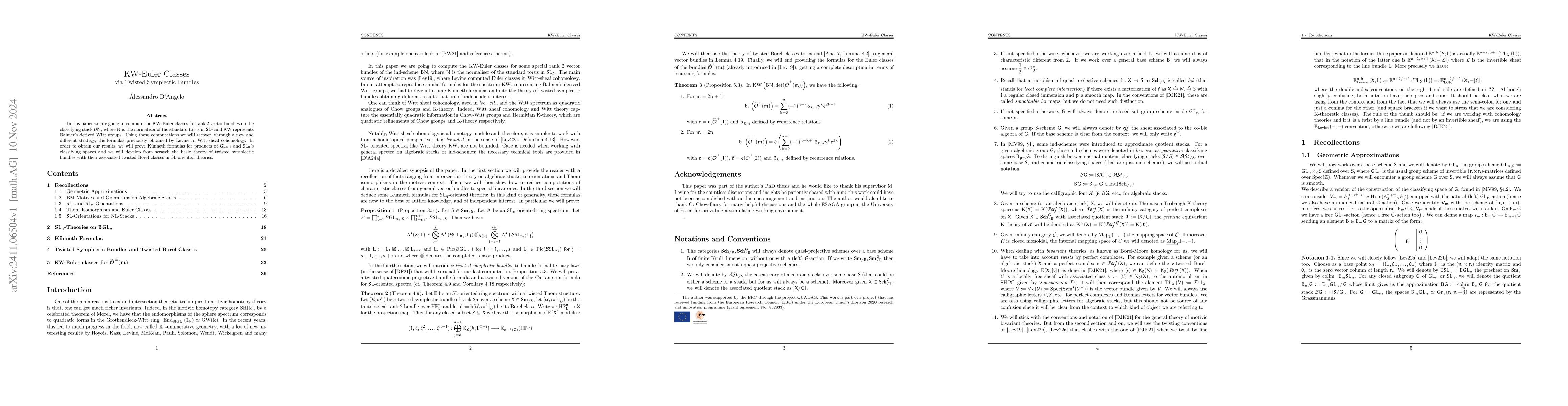 Thumbnail for KW-Euler Classes via Twisted Symplectic Bundles