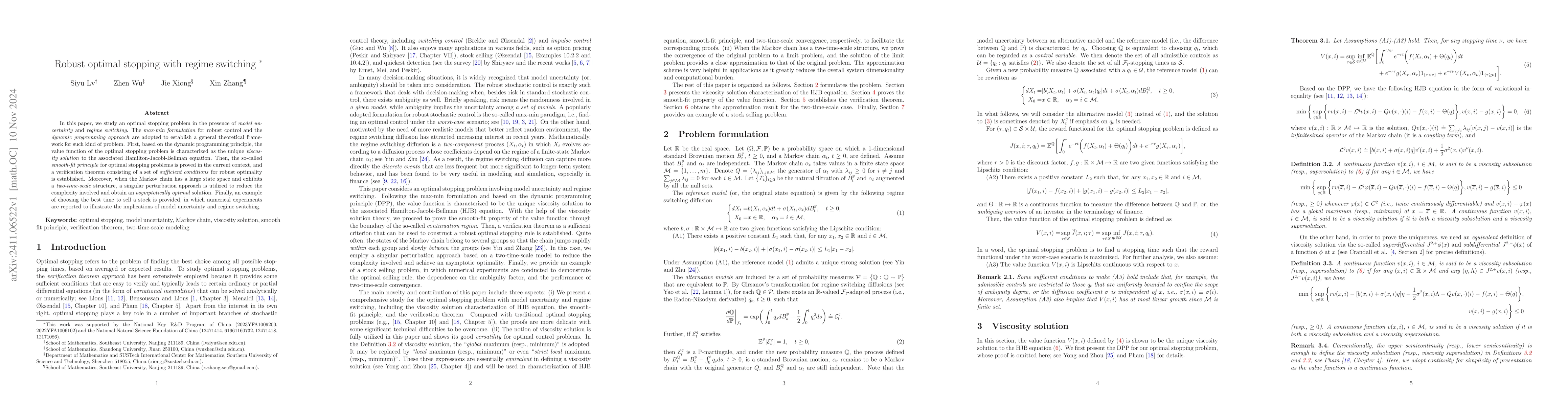 Thumbnail for Robust optimal stopping with regime switching