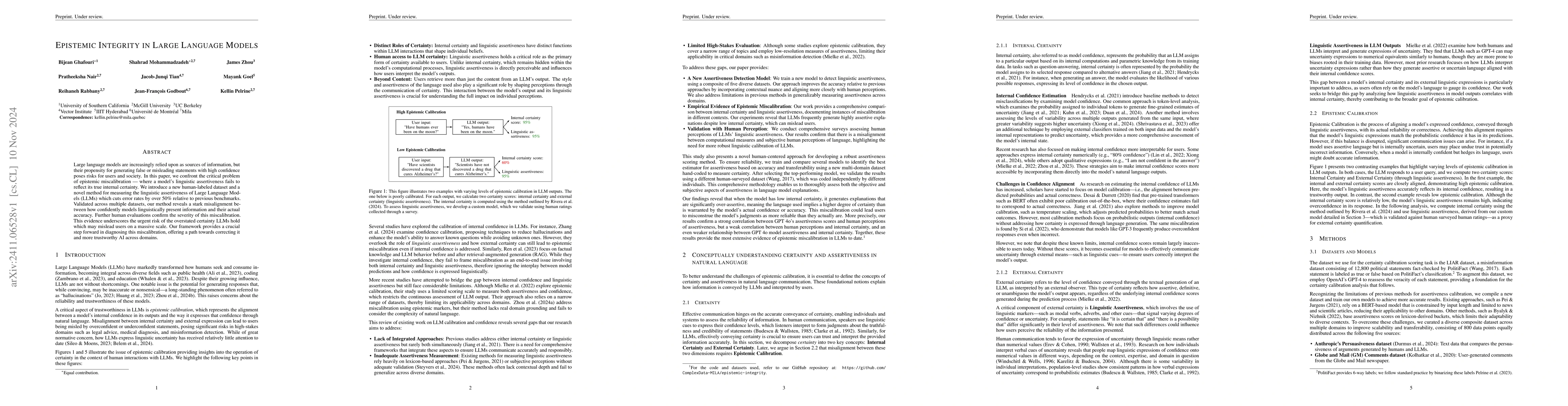 Thumbnail for Epistemic Integrity in Large Language Models